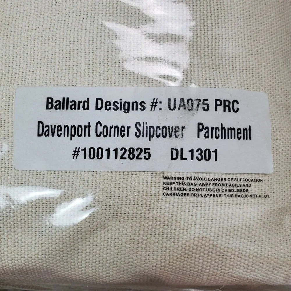Ballard Designs Davenport Corner Chair Slipcover Parchment 36X38X38 Linen